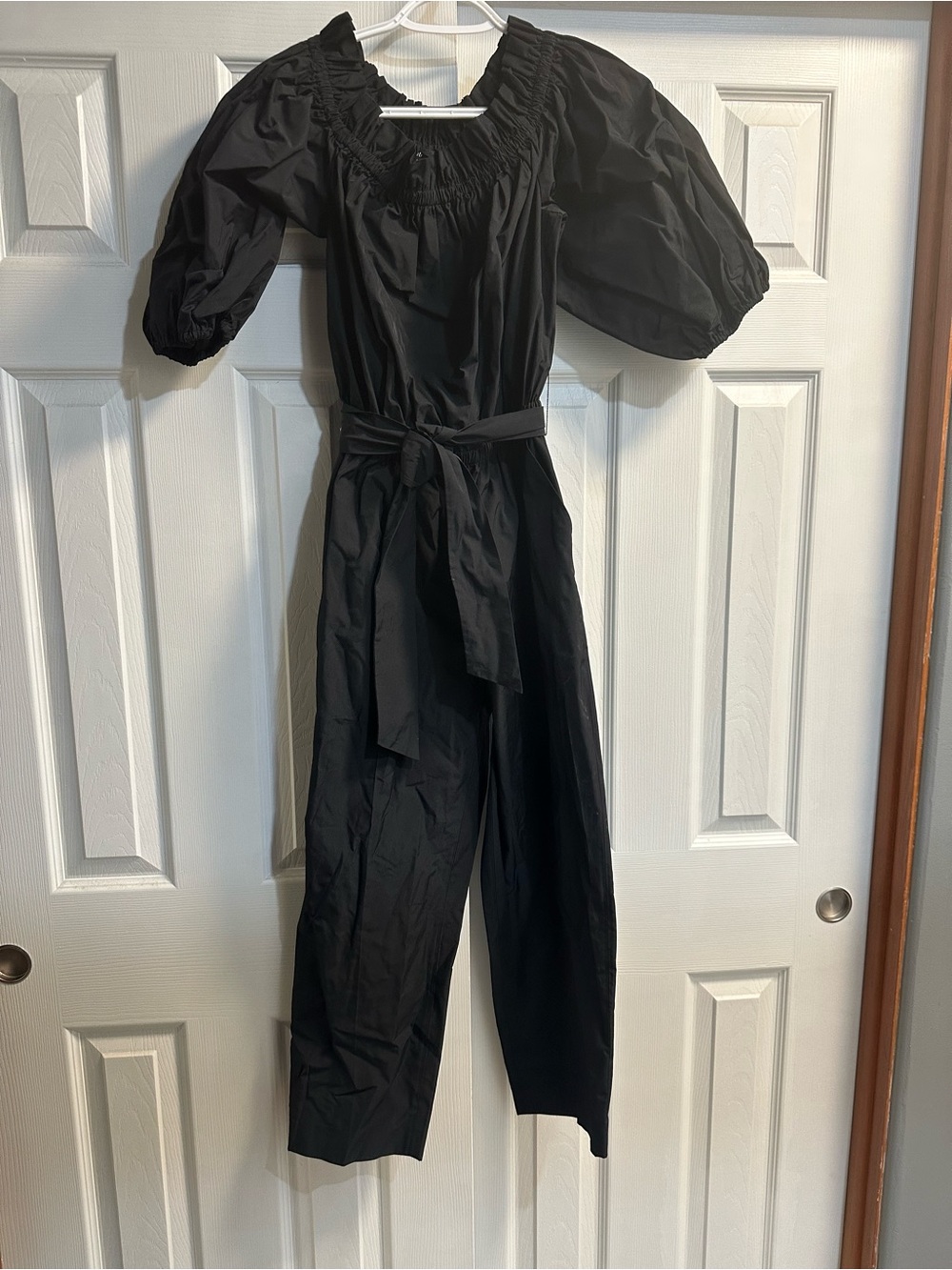 kate spade Black Puff-Sleeve Jumpsuit with Tie Waist
